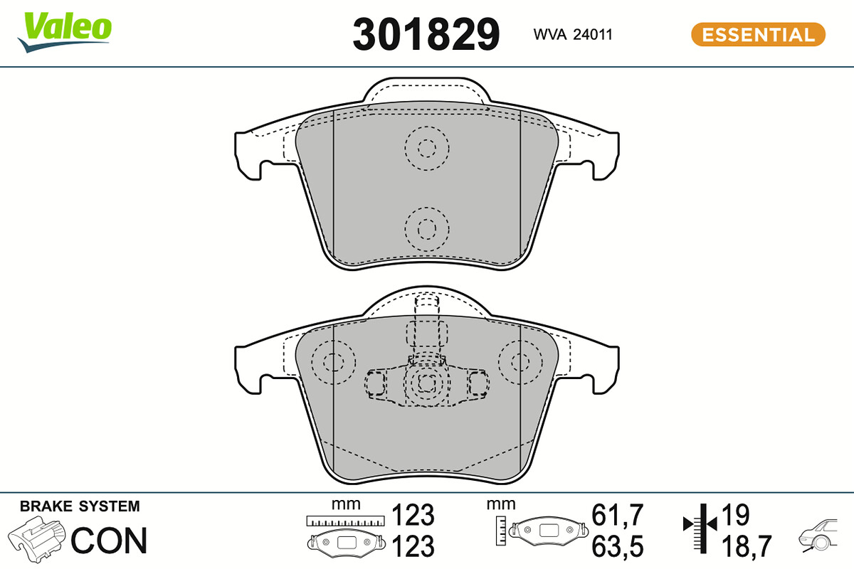 Jeu de 4 plaquettes de frein VALEO ref. 301829
